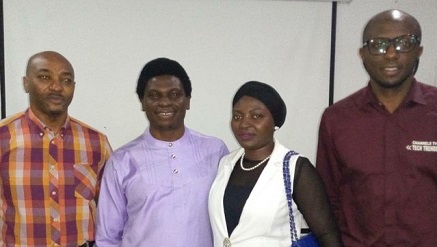 (L-r): Chinenye Mba-Uzoukwu, CEO InfoGraphics; Afolabi Abiodun, CEO SB Telecoms & Devices, his wife, Mrs. Abiodun, Speakers at the August 2017 CSH, and Chukwuemeka Fred Agbata Jnr (CFA), Presenter, Tech Trends on Channels Television and also the Convener of the CFA's Startups Hangout.